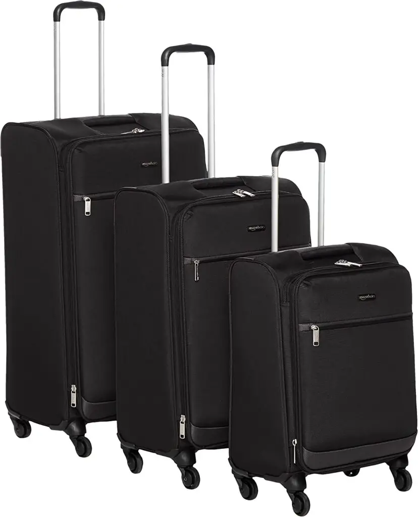Amazon Basics 3 Piece Softside Carry-On Spinner Luggage Suitcase Set