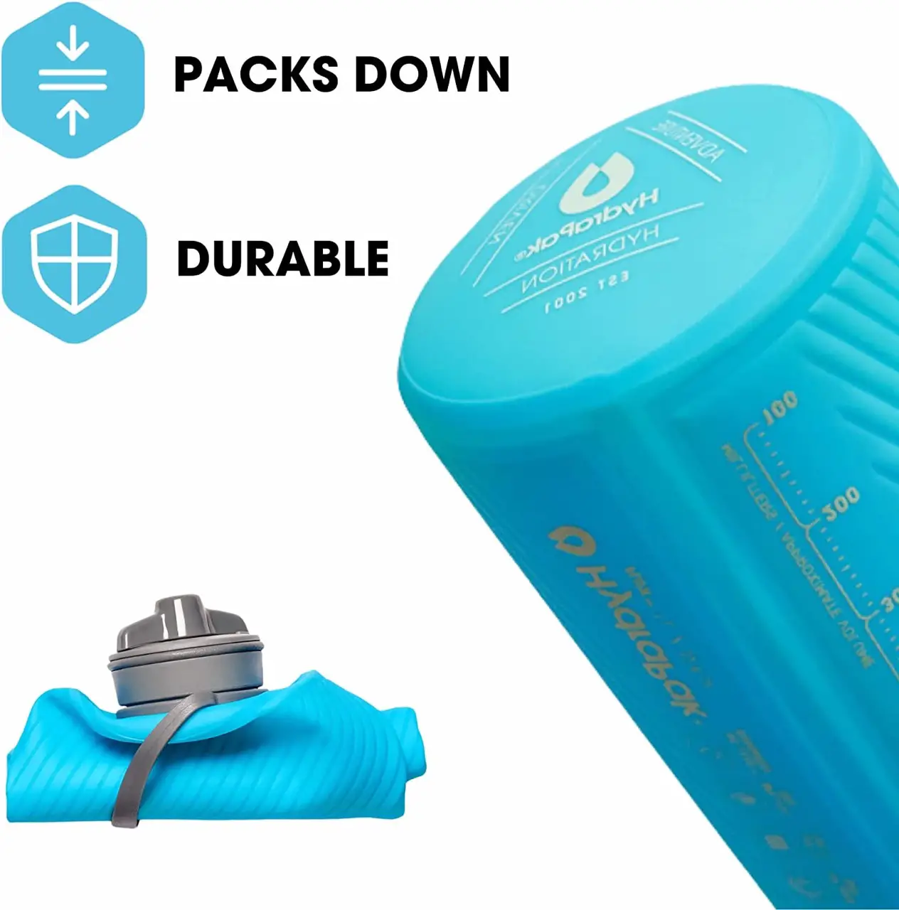 HydraPak Flux Collapsible Backpacking Water Bottle