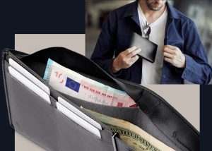 Bellroy Travel Wallet in black leather with RFID blocking
